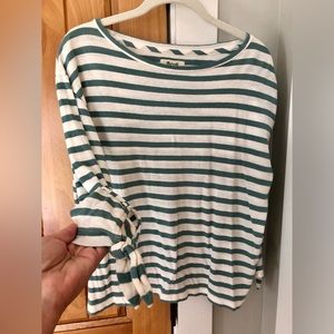 Madewell 3/4 tie sleeve striped tee shirt